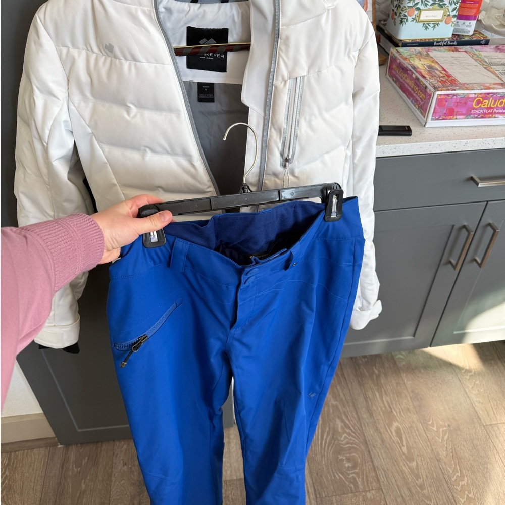 Obermeyer White Ski Jacket + Blue Pant Set!